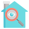 magnifying glass in front of a house