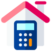 illustration of calculator in front of house