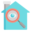 magnifying glass in front of a house