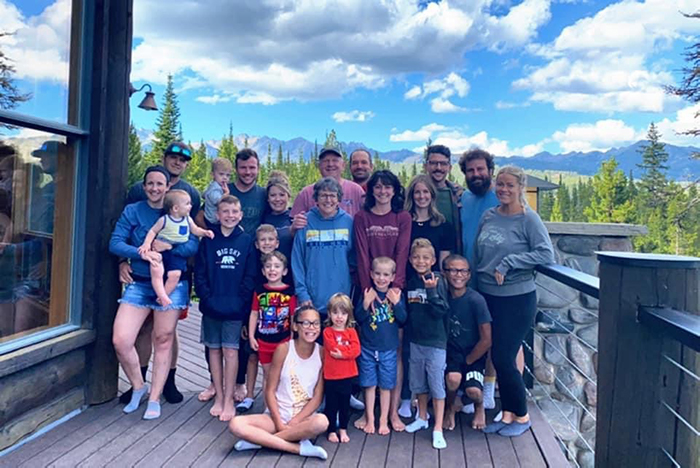 Family group photo on the porch with Craig